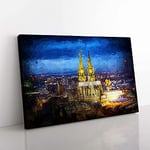 Big Box Art The Cologne Cathedral in Germany Canvas Wall Art Print Ready to Hang Picture, 76 x 50 cm (30 x 20 Inch), Black, Blue