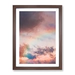 Rainbow Through The Clouds In Abstract Modern Framed Wall Art Print, Ready to Hang Picture for Living Room Bedroom Home Office Décor, Walnut A2 (64 x 46 cm)