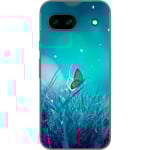 Google Pixel 8a Transparent Mobilskal Blå fjäril