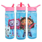 Gabby's Dollhouse KIds Water Bottles With Flip Up Straw 600ml – Official Gabbys Dollhouse Toys UK Merchandise by Polar Gear – BPA Free, Recyclable Girls Water Bottle