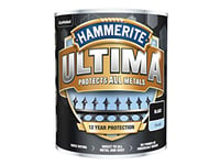 Hammerite Ultima Metal Paint Smooth Black 750ml, (Pack of 1), HMMUMSBL750