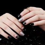 24pcs Black Silver Star Nails Frame False Nail Tips Full Cover F One Size