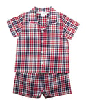 Mini Vanilla Boys Red Check Shortie Cotton Traditional Pyjamas - Size 5-6Y