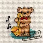Mouseloft Mini Cross Stitch Kit - Saxophone Teddy, Stitchlets Collection