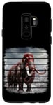 Galaxy S9+ Retro black and red woolly mammoth on snow, clouds, art. Case