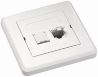 Datauttag kit med 2st RJ45 Cat6 infällt plant (Extra blindplugg)