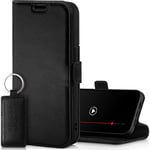 SURAZO Protective Phone Case For Apple iPhone 14 Pro Max Case - Genuine Leather RFID Wallet with Card Holder, Magnetic Closure, Stand - Flip Cover Full Body Casing Screen Protector (Black)
