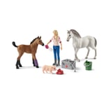 Schleich 42486 Visiting vet mare and foal playset Quarter horse toy horses PONY