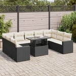 Loungegrupp 10 delar med svarta dynor konstrotting