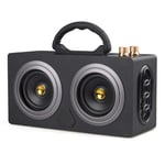 Retro Graffiti Speaker Bluetooth 20W, Wooden Boombox, Outdoor Speaker, Subwoofer, Wireless Portable Speaker, 360 ° Stereo Bass Sound and 5200mAh Battery, 245x190x92MM,B