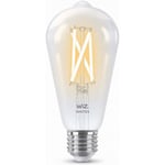 WiZ smartlampa, E27, klar glas, tunable white - nyanser av vitt ljus, Wi-Fi, 2700-6500 K, 806 lm