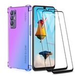 GOGME Case for OPPO Find X3 Neo + 2 Screen Protector, Ultra-Slim Crystal Clear Anti Smudge Silicone Soft Shockproof TPU + Reinforced Corners Protection Phone Cover (Purple/Blue)