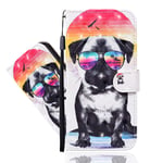 IMEIKONST Compatible with Samsung Galaxy A52 5G 3D Painted Case, Premium PU Leather Card Holder Wallet with Magnetic Shockproof Stand Flip Cover for Galaxy A52 5G. Sunglasses Dog CYA