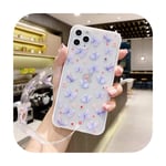 Fashion Cute Flower Butterfly Transparent Phone Case For iphone 11 Pro Max 7 8Plus XR XS Max SE 2020 With hand strap Back Cover-2-For iphone XR