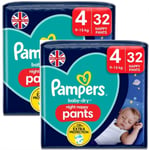 Pampers Baby-Dry Night Nappy Pants Size 4, 64 Night Nappies