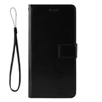 Dedux Flip Case Compatible with Oppo A92/A52/A72, Retro Leather Wallet Cover Magnetic Closure Folio Stand with Card Slots and Lanyard, Black