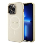 Guess PU Saffiano MagSafe Case for iPhone 15 Pro Max Beige