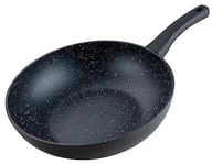 Fackelmann [Exclusivité Amazon] Poêle wok Marble 28 cm, Poêle anti-adhésive en 90 % d’Aluminium recyclé avec Poignée en Plastique ergonomique, grand Wok avec rebords hauts, convient à l’Induction