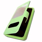 Grönt skal till Nokia C2 Extra Slim X2 Kvalitets ekoläderfönster magnetisk stängning och synliga sömmar