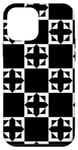 Coque pour iPhone 12 mini White Black Crosses on Squares Ancient Classic Pattern