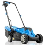 Hyundai 33cm 1300W Electric Lawn Mower, 11m Detachable Power Cable, 3 Heights & 30L Collection Bag 3 Year Warranty