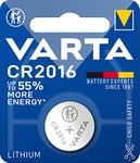 VARTA Piles Bouton CR2016, lot de 1, Lithium Coin, 3V, emballage sécurisé pour les enfants, pour petits appareils électroniques - clés de voiture, télécommandes, balances