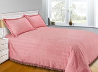 Sapphire Collection SC Pink Candlewick Bedspread Traditional Bed Throw Size Single Double & King (Single)