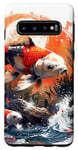 Galaxy S10 two anime koi fish asian carp lucky goldfish sunset waves Case
