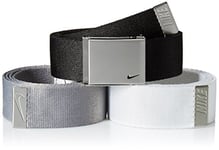 Nike Lot de 3 ceintures de golf pour homme Taille unique noir/blanc/gris