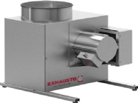 EXHAUSTO Boksventilator BESF 160, ø200 med 1-faset motor og F-hjul. Luftmængde 990 m³/h ved 110 Pa, 1x230V/50Hz, 1400 rpm.