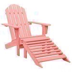 Adirondackstol med fotpall massivt granträ rosa