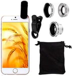 3 in 1 Phone Camera Lens Set. Universal Camera Lens With 3 Attachments FishEye Lens/Wide Angle Lens/Macro Lens. Universal For All Smart Phone Tablet Laptop Webcam. Enhanced Mobile Photography Pictures
