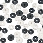 TOAOB 150 Sets Plastic Black and White T5 Snap Button Fasteners Press Studs 12mm for DIY Clothes