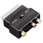 SCART to 3x RCA AV Adapter Block Phono Composite S-Video With In/Out Switch