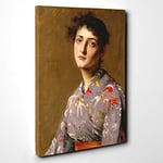 Big Box Art William Merritt Chase Lady in a Japanese Costume Canvas Wall Art Print Ready to Hang Picture, 30 x 20 Inch (76 x 50 cm), Multi-Coloured