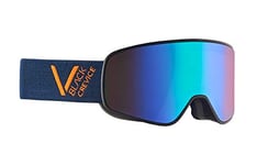 Black Crevice Lunettes de Ski Schladming - Double écran - Revêtement Anti-buée - Protection UV400 (Bleu Marine/Orange/Vert, L (Tour de tête 58-61 cm)