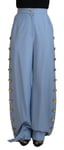 DOLCE & GABBANA Pants Light Blue Button Wide Leg Trouser IT40/US6/S 1120usd
