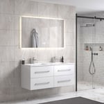 SparMax OliviaDesign 120 cm sort matt baderomsmøbel dobbel m/hvit servant og rektangulært speil