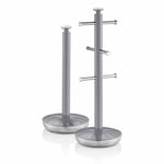 Swan Retro Freestanding Towel Pole & Mug Tree Set 6Mug Capacity,Grey-SWKA1054GRN