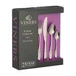Viners Tabac 16 Piece 18/0 Stainless Stee Cutlery Set with Elegant Mirror Polished Flatware Gift Box