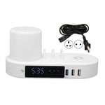 Wireless Charger Clock Touch Control Colourful Night Light 6USB Interface Fa NDE