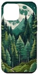 Coque pour iPhone 14 Plus Forêt Nature Montagne Lune Vert Arbre Pin Aventure Randonnée