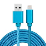 SiGN USB till Lightning Kabel 3A, 3m, Nylon - Blå