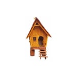 Maisonnette de jardin enchantée en bois massif / cabane de jeux pour enfants sur pilotis, bois massif jaune ou grise, 1,20m x 2,10m