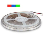 V-Tac 3,6W/m stänksäker LED strip - 5m, 60 LED per. meter, Färgat ljus - Farve : Röd