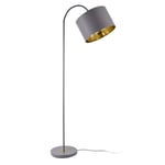 [lux.pro]® Golvlampa Toledo-höjd: 173cm-Ø lampskärm: 35cm-metall-textil-grå-1 x E27, max.60W
