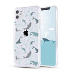 LuGeKe Cute Dolphin Clear Case for iPhone 11 Kawaii Funny Animal Shark Soft Flexible Shockproof Bumper Cover for Apple iPhone with Cute Pattern Design