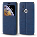 Nokia 3310 2017 Case, Wood Grain Leather Case with Card Holder and Window, Magnetic Flip Cover for Nokia 3310 2017