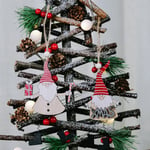 Wooden Wood Shabby Chic Christmas Xmas Tree Bauble Pendants Orna A