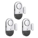 Door Alarm Sensor, 3 Pack 125dB Door Window Open Alarm Sensor, Black Silver Tone